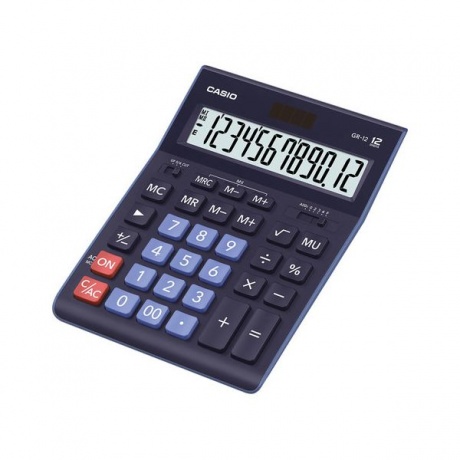 Калькулятор настольный CASIO GR-12-BU (210х155мм), 12 разрядов, двойное питание, ТЕМНО-СИНИЙ - фото 2