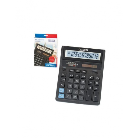 Калькулятор настольный CITIZEN SDC-888TII (203х158мм), 12 разрядов, двойное питание - фото 1