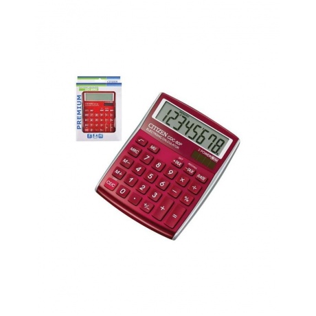 Калькулятор настольный CITIZEN CDC-80RDWB, МАЛЫЙ (135х109мм), 8 разрядов, двойное питание, БУРГУНДИ - фото 3