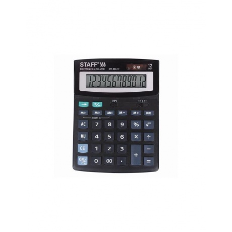 Калькулятор настольный STAFF STF-888-12 (200х150мм), 12 разрядов, двойное питание, 250149 - фото 1