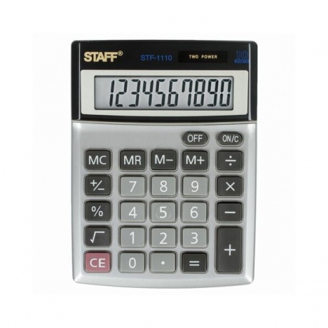 Калькулятор настольный метал. STAFF STF-1110, КОМПАКТНЫЙ (140х105мм), 10 разрядов, дв.питание,250117 - фото 2