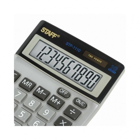 Калькулятор настольный метал. STAFF STF-1110, КОМПАКТНЫЙ (140х105мм), 10 разрядов, дв.питание,250117 - фото 7