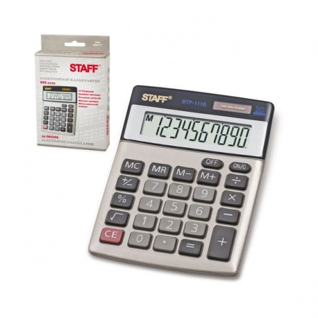 Калькулятор настольный метал. STAFF STF-1110, КОМПАКТНЫЙ (140х105мм), 10 разрядов, дв.питание,250117 - фото 8