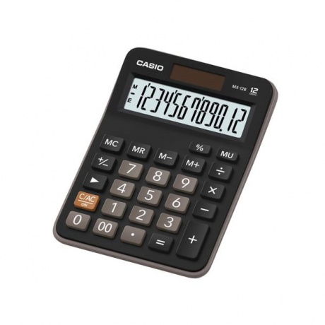 Калькулятор настольный CASIO MX-12B-W, КОМПАКТНЫЙ (145х103 мм), 12 разрядов, двойное питание, черный - фото 2