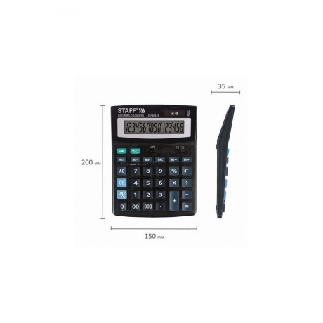 Калькулятор настольный STAFF STF-888-16 (200х150мм), 16 разрядов, двойное питание, 250183 - фото 7
