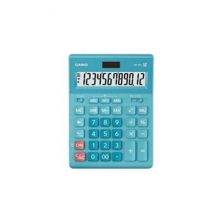 Калькулятор настольный CASIO GR-12С-LB (210х155мм), 12 разрядов, двойное питание, ГОЛУБОЙ - фото 1