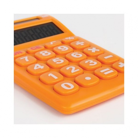 Калькулятор карманный ЮНЛАНДИЯ (135х77 мм) 8 разрядов, двойное питание, ОРАНЖЕВЫЙ, блистер, 250457 - фото 7