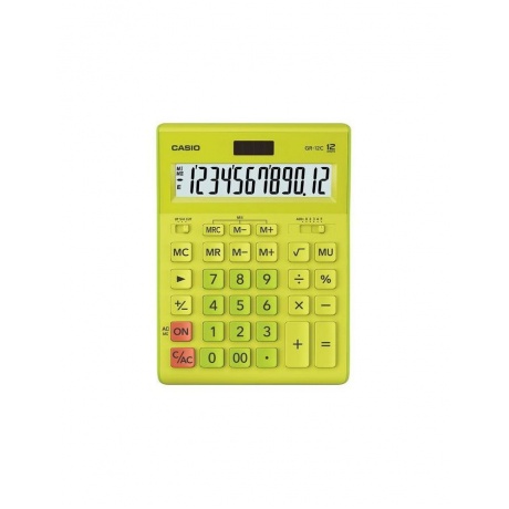 Калькулятор настольный CASIO GR-12С-GN (210х155мм), 12 разрядов, двойное питание, САЛАТОВЫЙ - фото 1