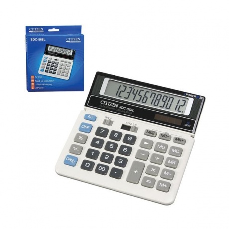 Калькулятор настольный CITIZEN SDC-868L, МАЛЫЙ (152х154мм), 12 разрядов, двойное питание - фото 3