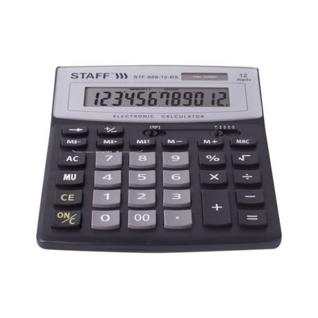 Калькулятор настольный STAFF STF-888-12-BS (200х150мм) 12 разрядов, ЧЕРНЫЙ, СЕРЕБРИСТ ВЕРХ,250451 - фото 6