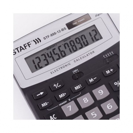 Калькулятор настольный STAFF STF-888-12-BS (200х150мм) 12 разрядов, ЧЕРНЫЙ, СЕРЕБРИСТ ВЕРХ,250451 - фото 7