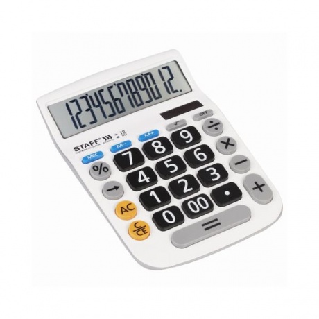Калькулятор настольный STAFF PLUS DC-999-12 (194x136мм), 12разрядов, двойное питание, БОЛЬШИЕ КНОПКИ - фото 2