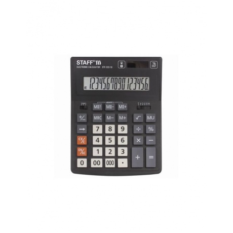 Калькулятор настольный STAFF PLUS STF-333, (200x154мм), 16 разрядов, двойное питание, 250417 - фото 1
