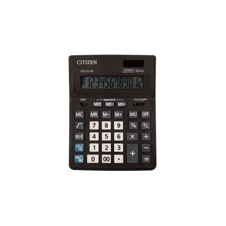 Калькулятор настольный CITIZEN BUSINESS LINE CDB1201BK (205x155мм), 12 разрядов, двойное питание - фото 1
