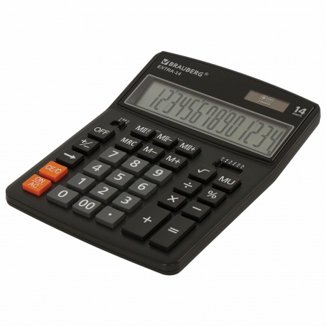 Калькулятор настольный Brauberg EXTRA-14-BK (206x155 мм), 14 разрядов, двойное питание, ЧЕРНЫЙ, 250474 - фото 3