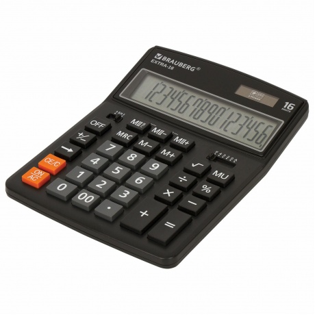 Калькулятор настольный Brauberg EXTRA-16-BK (206x155 мм), 16 разрядов, двойное питание, ЧЕРНЫЙ, 250475 - фото 11