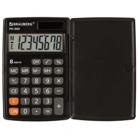 Калькулятор карманный Brauberg PK-865-BK (120x75 мм), 8 разрядов, двойное питание, ЧЕРНЫЙ, 250524 - фото 7