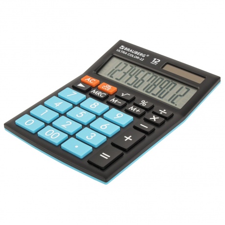 Калькулятор настольный Brauberg ULTRA COLOR-12-BKBU (192x143 мм), 12 разрядов, двойное питание, ЧЕРНО-ГОЛУБОЙ, 250497 - фото 12