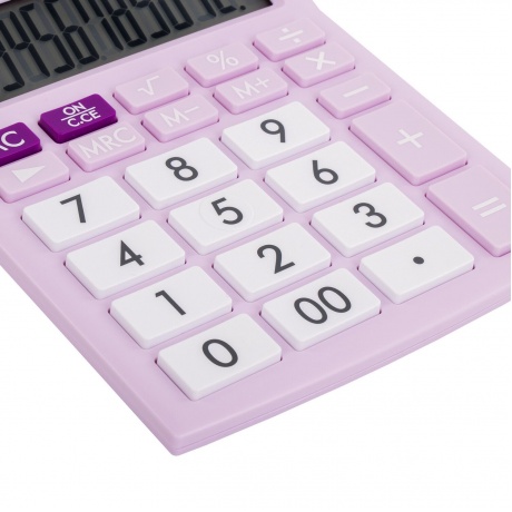 Калькулятор настольный Brauberg ULTRA PASTEL-12-PR (192x143 мм), 12 разрядов, двойное питание, СИРЕНЕВЫЙ, 250505 - фото 7