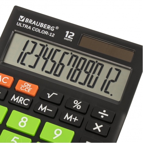 Калькулятор настольный Brauberg ULTRA COLOR-12-BKLG (192x143 мм), 12 разрядов, двойное питание, ЧЕРНО-САЛАТОВЫЙ, 250498 - фото 11