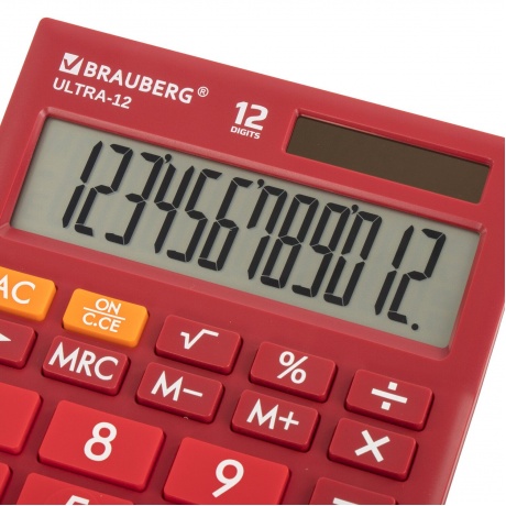Калькулятор настольный Brauberg ULTRA-12-WR (192x143 мм), 12 разрядов, двойное питание, БОРДОВЫЙ, 250494 - фото 2