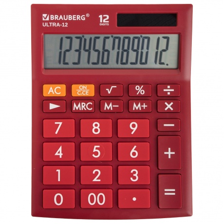 Калькулятор настольный Brauberg ULTRA-12-WR (192x143 мм), 12 разрядов, двойное питание, БОРДОВЫЙ, 250494 - фото 5