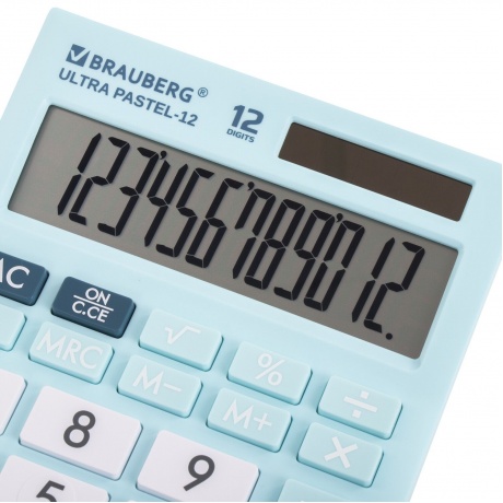 Калькулятор настольный Brauberg ULTRA PASTEL-12-LB (192x143 мм), 12 разрядов, двойное питание, ГОЛУБОЙ, 250502 - фото 11