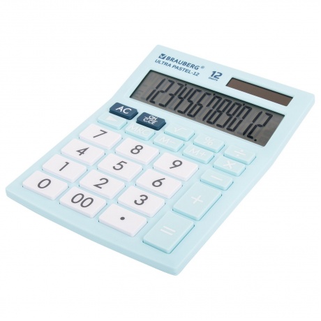 Калькулятор настольный Brauberg ULTRA PASTEL-12-LB (192x143 мм), 12 разрядов, двойное питание, ГОЛУБОЙ, 250502 - фото 3