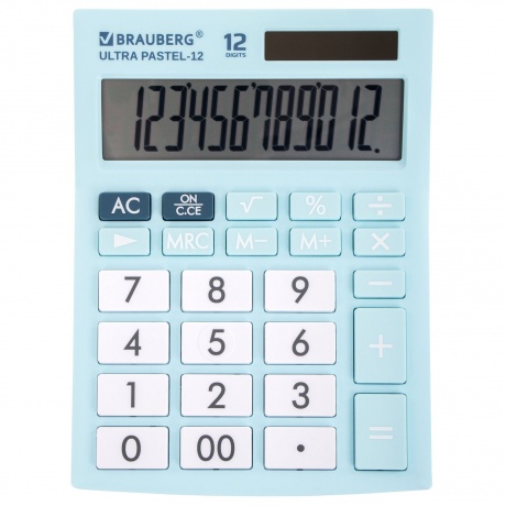 Калькулятор настольный Brauberg ULTRA PASTEL-12-LB (192x143 мм), 12 разрядов, двойное питание, ГОЛУБОЙ, 250502 - фото 5