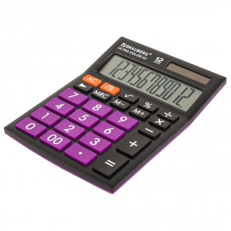 Калькулятор настольный Brauberg ULTRA COLOR-12-BKPR (192x143 мм), 12 разрядов, двойное питание, ЧЕРНО-ФИОЛЕТОВЫЙ, 250501 - фото 13