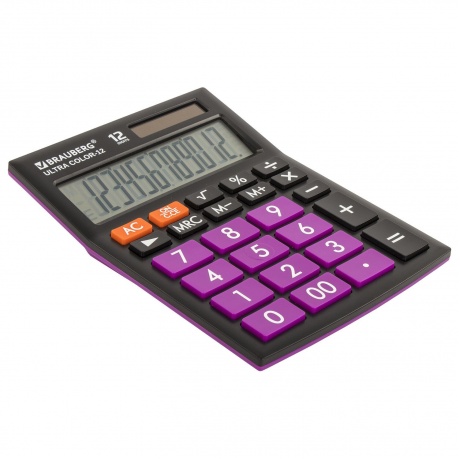 Калькулятор настольный Brauberg ULTRA COLOR-12-BKPR (192x143 мм), 12 разрядов, двойное питание, ЧЕРНО-ФИОЛЕТОВЫЙ, 250501 - фото 10
