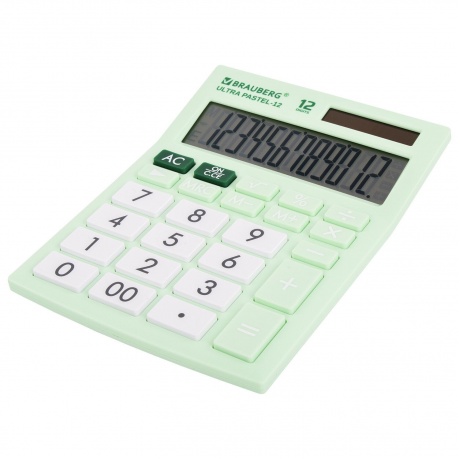 Калькулятор настольный Brauberg ULTRA PASTEL-12-LG (192x143 мм), 12 разрядов, двойное питание, МЯТНЫЙ, 250504 - фото 6