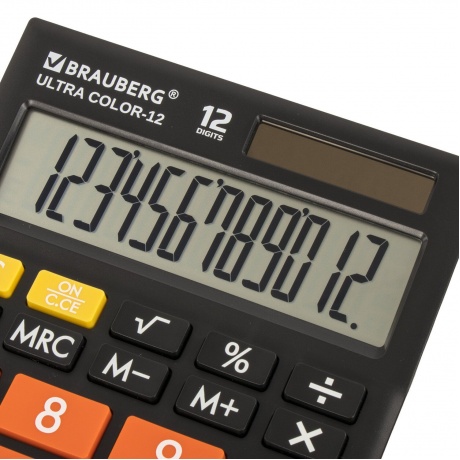 Калькулятор настольный Brauberg ULTRA COLOR-12-BKRG (192x143 мм), 12 разрядов, двойное питание, ЧЕРНО-ОРАНЖЕВЫЙ, 250499 - фото 10