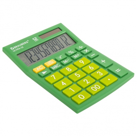 Калькулятор настольный Brauberg ULTRA-12-GN (192x143 мм), 12 разрядов, двойное питание, ЗЕЛЕНЫЙ, 250493 - фото 10