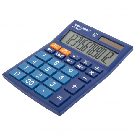Калькулятор настольный Brauberg ULTRA-12-BU (192x143 мм), 12 разрядов, двойное питание, СИНИЙ, 250492 - фото 12