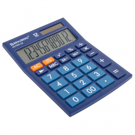 Калькулятор настольный Brauberg ULTRA-12-BU (192x143 мм), 12 разрядов, двойное питание, СИНИЙ, 250492 - фото 5