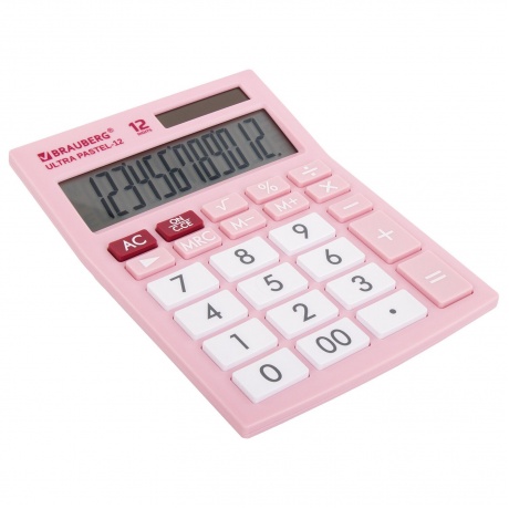Калькулятор настольный Brauberg ULTRA PASTEL-12-PK (192x143 мм), 12 разрядов, двойное питание, РОЗОВЫЙ, 250503 - фото 12