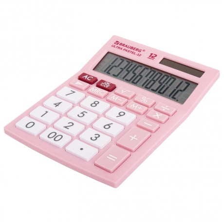 Калькулятор настольный Brauberg ULTRA PASTEL-12-PK (192x143 мм), 12 разрядов, двойное питание, РОЗОВЫЙ, 250503 - фото 13
