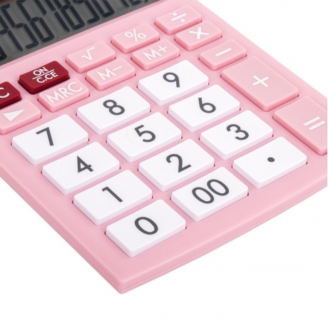 Калькулятор настольный Brauberg ULTRA PASTEL-12-PK (192x143 мм), 12 разрядов, двойное питание, РОЗОВЫЙ, 250503 - фото 3