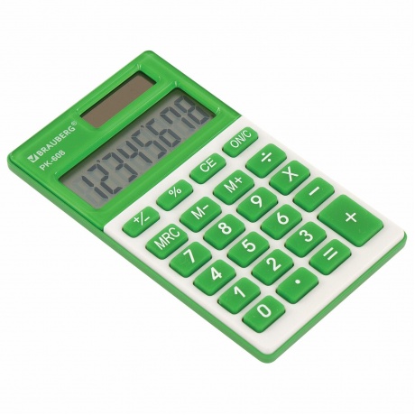 Калькулятор карманный Brauberg PK-608-GN (107x64 мм), 8 разрядов, двойное питание, ЗЕЛЕНЫЙ, 250520 - фото 13