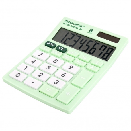 Калькулятор настольный Brauberg ULTRA PASTEL-08-LG, КОМПАКТНЫЙ (154x115 мм), 8 разрядов, двойное питание, МЯТНЫЙ, 250515 - фото 11