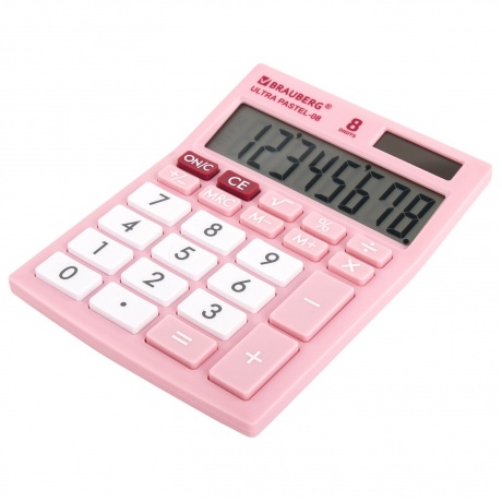 Калькулятор настольный Brauberg ULTRA PASTEL-08-PK, КОМПАКТНЫЙ (154x115 мм), 8 разрядов, двойное питание, РОЗОВЫЙ, 250514 - фото 10