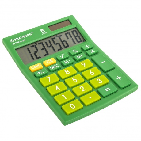 Калькулятор настольный Brauberg ULTRA-08-GN, КОМПАКТНЫЙ (154x115 мм), 8 разрядов, двойное питание, ЗЕЛЕНЫЙ, 250509 - фото 11