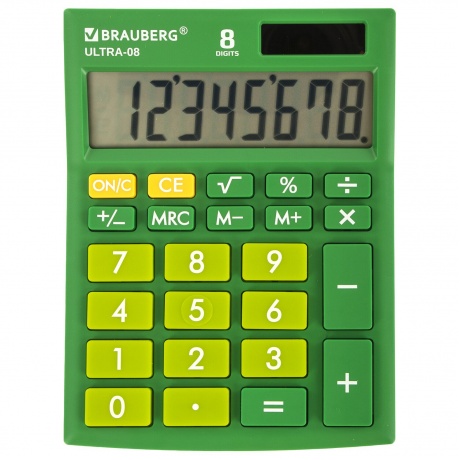 Калькулятор настольный Brauberg ULTRA-08-GN, КОМПАКТНЫЙ (154x115 мм), 8 разрядов, двойное питание, ЗЕЛЕНЫЙ, 250509 - фото 10