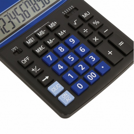Калькулятор настольный Brauberg EXTRA-12-BKBU (206x155 мм), 12 разрядов, двойное питание, ЧЕРНО-СИНИЙ, 250472 - фото 8
