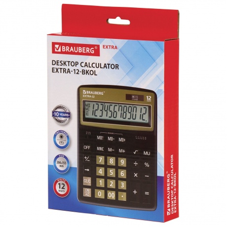 Калькулятор настольный Brauberg EXTRA-12-BKOL (206x155 мм), 12 разрядов, двойное питание, ЧЕРНО-ОЛИВКОВЫЙ, 250471 - фото 11