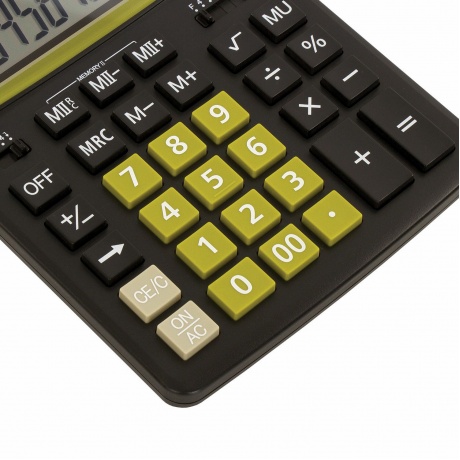 Калькулятор настольный Brauberg EXTRA-12-BKOL (206x155 мм), 12 разрядов, двойное питание, ЧЕРНО-ОЛИВКОВЫЙ, 250471 - фото 5