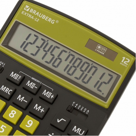 Калькулятор настольный Brauberg EXTRA-12-BKOL (206x155 мм), 12 разрядов, двойное питание, ЧЕРНО-ОЛИВКОВЫЙ, 250471 - фото 10