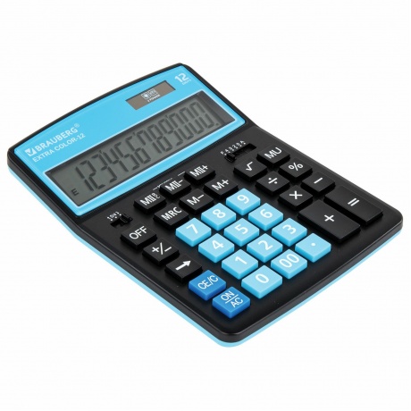Калькулятор настольный Brauberg EXTRA COLOR-12-BKBU (206x155 мм), 12 разрядов, двойное питание, ЧЕРНО-ГОЛУБОЙ, 250476 - фото 13