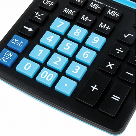 Калькулятор настольный Brauberg EXTRA COLOR-12-BKBU (206x155 мм), 12 разрядов, двойное питание, ЧЕРНО-ГОЛУБОЙ, 250476 - фото 6